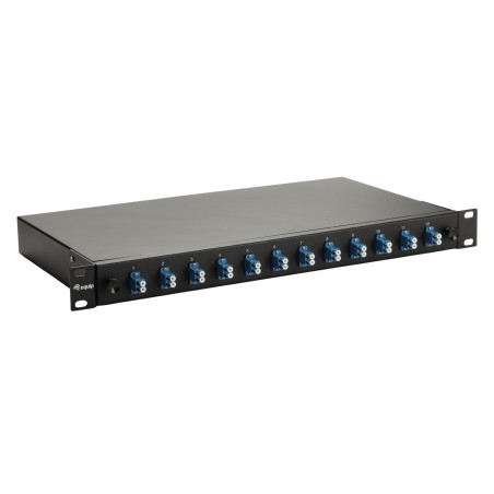 Equip 12-Port Fiber Optic Splice Box, LC Duplex, OS2, 1U, Equipped, Black