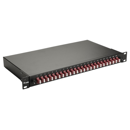 Equip 24-Port Fiber Optic Splice Box, LC Duplex, OM4, 1U, Equipped, Black