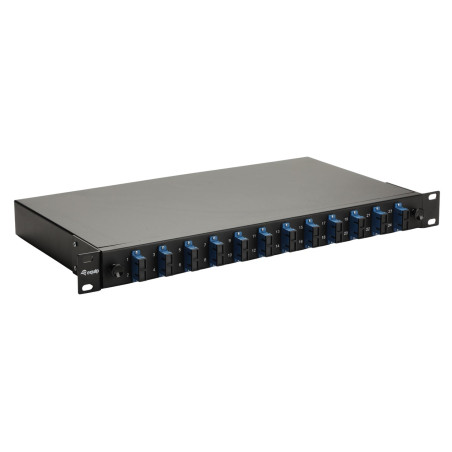 Equip 12-Port Fiber Optic Splice Box, SC Duplex, OS2, 1U, Equipped, Black