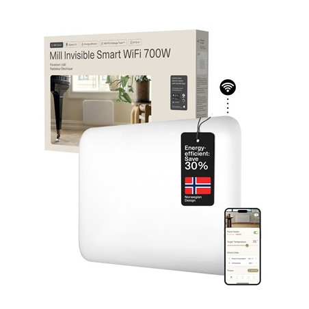 Mill Invisible Smart WiFi Heater | PA700WIFI4 | Panel Heater | 700 W | Suitable for rooms up to 9-12 m2 | White | IPX4