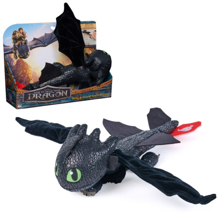 DreamWorks Dragons How to Train Your Dragon, Hug and Glide Toothless Plush Toy, 12” Dragon Stuffed Animal, Kids Toys for Boys Ages 4 and Up