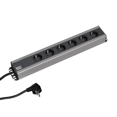 Bachmann 300.000 power extension 2 m 6 AC outlet(s) Indoor Black, Grey