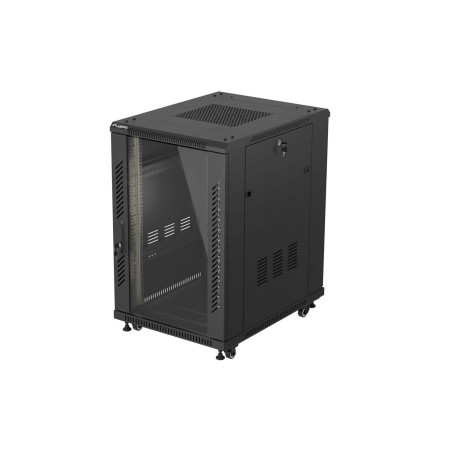 19" 18U 600 × 800 BLACK FLOOR-STANDING RACK CABINET WITH GLASS DOOR, LANBERG (FLAT PACK)