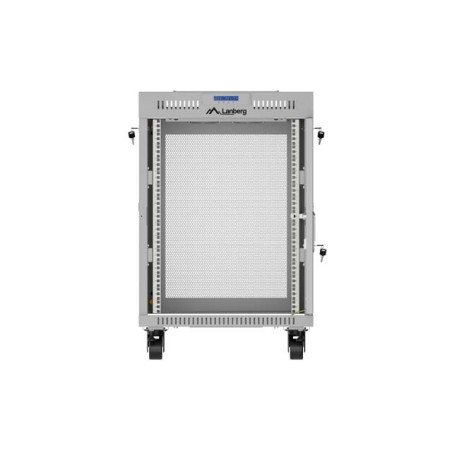 FREESTANDING 19" RACK CABINET 15U 600 × 600 GREY, PERFORATED DOOR, LCD, LANBERG (FLAT PACK)