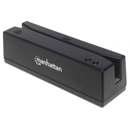 Manhattan USB-A Magnetic Strip Card Reader, Triple Track Reader, Keyboard Wedge Decoder, Cable 1.5m, Black, Three Year Warranty
