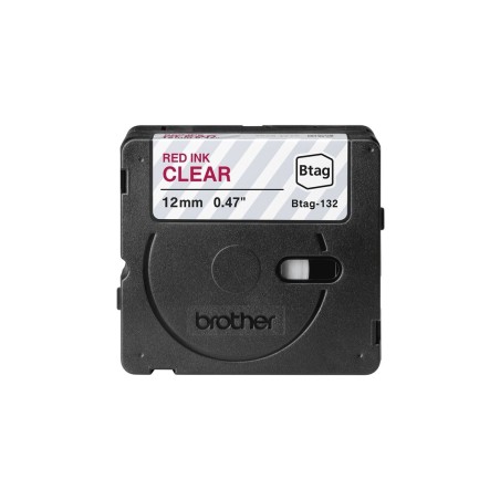 BROTHER BTAG132 12MM RED ON CLEAR TAPE