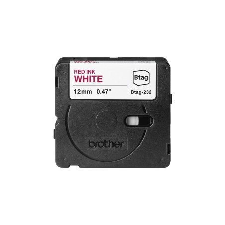 BROTHER BTAG232 12MM RED ON WHITE TAPE