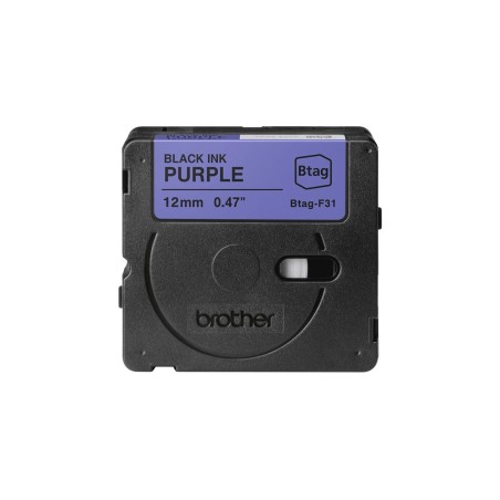 BROTHER BTAGF31 12MM BLACK ON PURPLE TAPE
