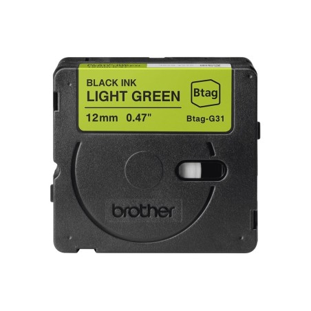 BROTHER BTAGG31 12MM BLACK ON LIGHT GREEN TAPE