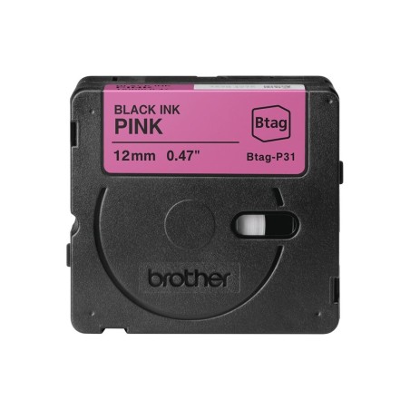 BROTHER BTAGP31 12MM BLACK ON PINK TAPE