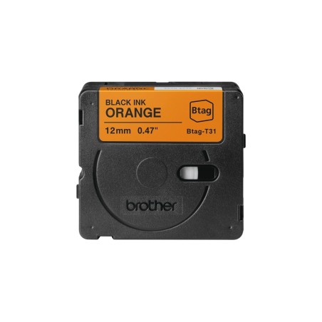 BROTHER BTAGT31 12MM BLACK ON ORANGE TAPE