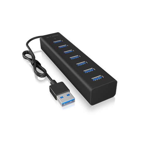 ICY BOX IB-HUB1700-U3 USB 3.2 Gen 1 (3.1 Gen 1) Type-A 5000 Mbit/s Black