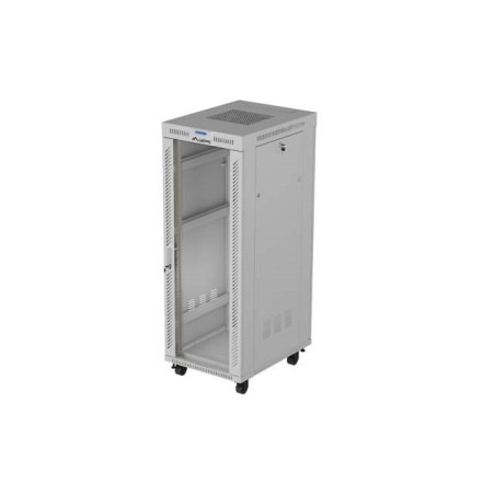 Free-standing rack cabinet 19" 32U 600x800 grey glass door LCD Lanberg (flat pack) V2