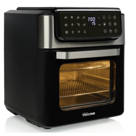 Tristar Heißluft-Ofen Kontrollleuchte Timerfunktion 12 l Single Stand-alone 1800 W Hot air fryer Black, Stainless steel