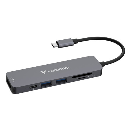 Verbatim USB-C Essentials Multiport Hub 6 ports: HDMI, USB-C PD, USB-A 3.2 Gen 1, USB-A, SD & microSD