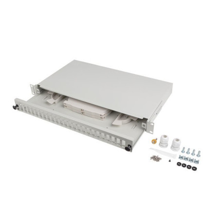 LANBERG 24XSC DUPLEX / 24XLC QUAD RACK 19" 1U FIBER OPTIC DISTRIBUTION FRAME GRAY + ACCESSORIES