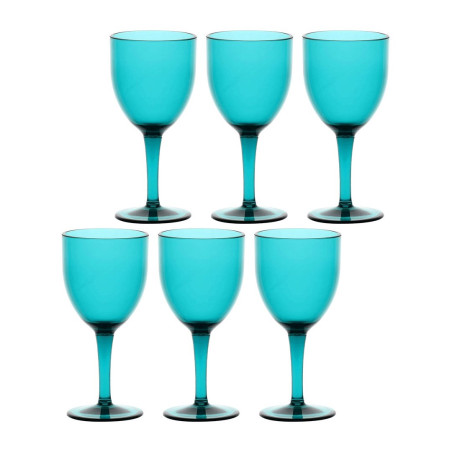 ROSE&TULIPANI FIABA Set of 6 Acrylic Wine Glasses 400 ml, Turquoise