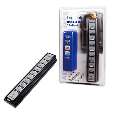 LogiLink UA0096 interface hub 480 Mbit/s Black