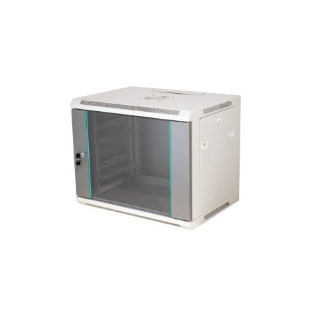 Q-LANTEC 19" 18U wall-mounted rack 600x450, glass door, grey
