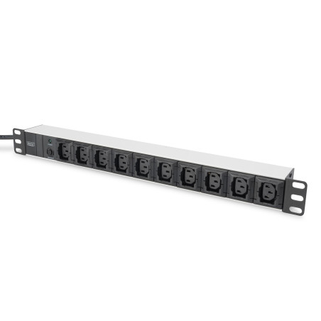 Digitus Socket strip with aluminum profile, 10-way, 2 m supply cable IEC C14 plug