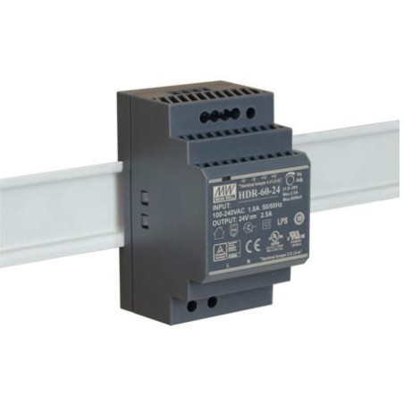 MEAN WELL HDR-60-24 power supply unit 60 W Stainless steel
