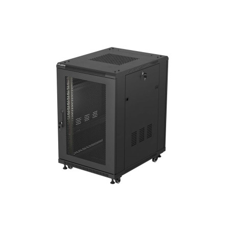 19" 18U 600 × 800 BLACK FLOOR-STANDING RACK CABINET WITH PERFORATED DOOR, LANBERG (FLAT PACK)