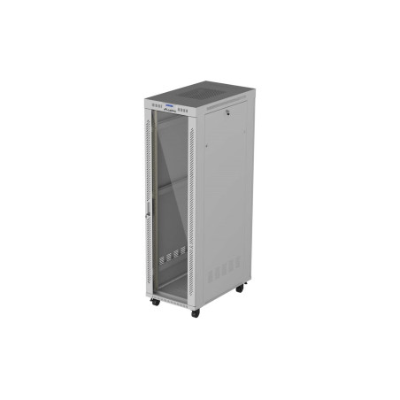 19" 42U 600 × 1000 GREY FLOOR-STANDING RACK CABINET WITH GLASS DOOR AND LCD, LANBERG (FLAT PACK)