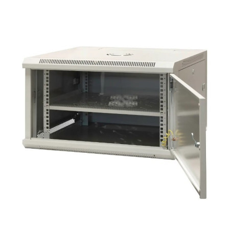EMITERNET Single-wall hanging cabinet 19'' 6U, full sheet metal doors, 600×600×370mm width/depth/height. EM/AP6606-B