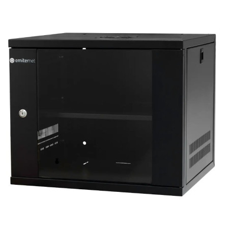 EMITERNET Light, undivided hanging cabinet 19'' 9U, sheet metal/glass door, 550×450×455mm width/depth/height. EM/SH02B5409-08