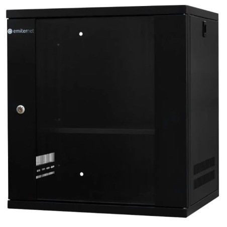 EMITERNET Light, undivided hanging cabinet 19'' 12U, sheet metal/glass doors, 550×450×590mm width/depth/height. EM/SH02B5412-08