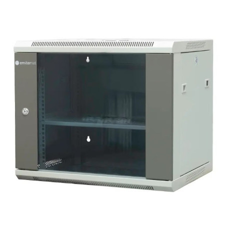 EMITERNET Separate hanging cabinet 19" 9U, sheet metal/glass doors, 600×450×500mm width/depth/height EM/AP6409