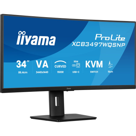 iiyama ProLite XCB3497WQSNP-B1 computer monitor 86.4 cm (34") 3440 x 1440 pixels UltraWide Quad HD LED Black