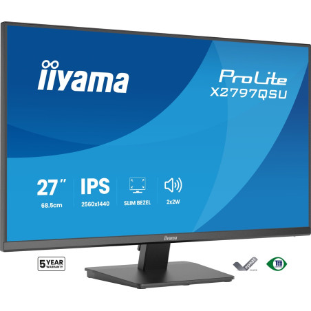 iiyama ProLite X2797QSU-B1 computer monitor 68.6 cm (27") 2560 x 1440 pixels Quad HD LED Black