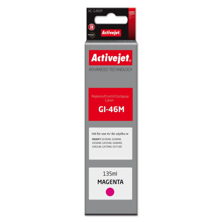 Activejet AC-G46M Ink cartridge for Canon printers, Replacement for Canon GI-46M; Supreme; 135 ml; magenta