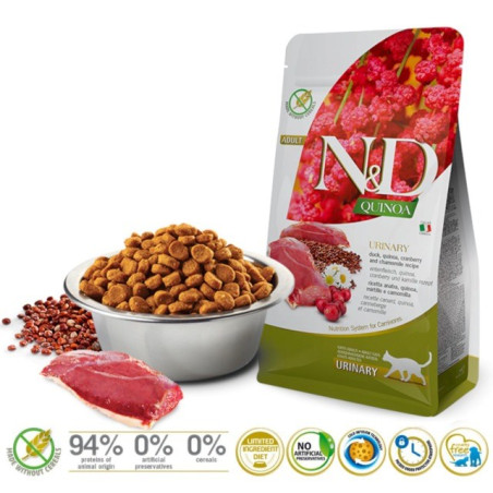 FARMINA N&D Quinoa Urinary Duck - suché krmivo pro kočky - 5kg