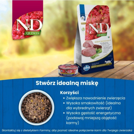 FARMINA N&D Quinoa Weight Management Lamb - suché krmivo pro kočky - 5kg