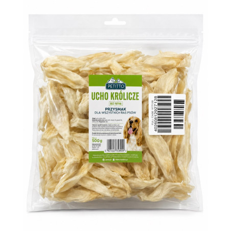 PETITTO Rabbit ear without fur Mono - dog treat - 500g