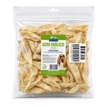 PETITTO Rabbit ear without fur Mono - dog treat - 1kg