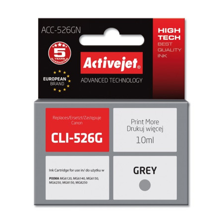 Activejet ACC-526GN Ink (replacement for Canon CLI-526G; Supreme; 10 ml; gray)