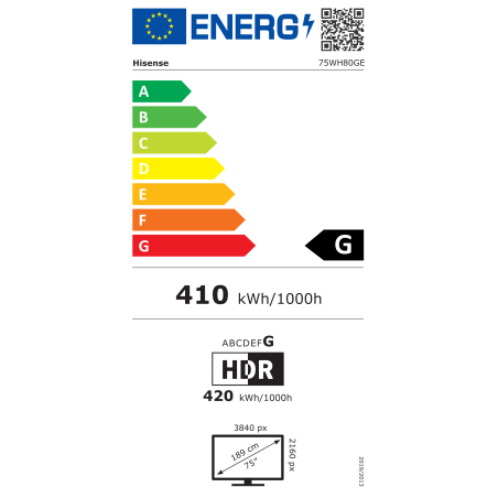 Hisense | Window Facing - High Brightness Display | 75WH80GE | 75 " | Landscape/Portrait | 24/7 | Android | Wi-Fi | 9 ms | 178 ° | 178 ° | 4000 cd/m²