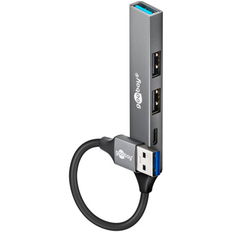 Goobay Slim 4-Port USB Hub, USB-A to USB-C/USB-A, 5 Gbit/s | 74458
