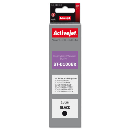 Activejet AB-D100Bk Ink cartridge for Brother printers, replacement for Brother BT-D100BK; Supreme; 130 ml; black