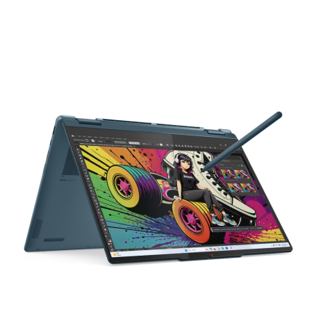 Lenovo- Yoga 7 2-in-1 14AKP10 AMD | Tidal Teal | 14 " | OLED | Touchscreen | WUXGA | 1920 x 1200 pixels | Glossy | AMD Ryzen AI 5 | 340 | 16 GB | Soldered LPDDR5 | Solid-state drive capacity 512 GB | AMD Radeon 840M Graphics | Windows 11 Home | 802.11be | Bluetooth version 5.4 | Keyboard language English | Keyboard backlit | Warranty 24 month(s) | Battery warranty 12 month(s)