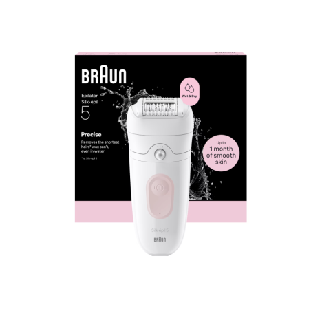 Braun Epilator | Silk-épil 5 SE5-000 | Operating time (max) 40 min | Number of power levels 2 | Wet & Dry | White/Pink