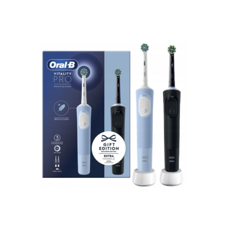 Oral-B Electric Toothbrushes | Vitality Pro Duo | Rechargeable | For adults | Number of brush heads included 2 | Number of teeth brushing modes 3 | Black/Blue White