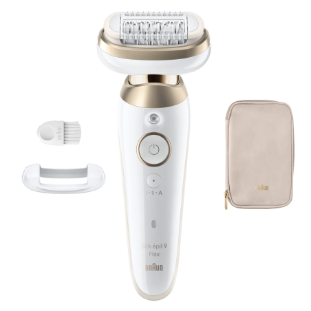 Braun Epilator | Silk-épil 9 Flex SES9-011 3D | Operating time (max) 50 min | Number of power levels 2 | Wet & Dry | White/Gold