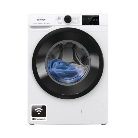Gorenje | Washing machine | WPNEI82A1SWIFI | Energy efficiency class A | Front loading | Washing capacity 8 kg | 1200 RPM | Depth 55 cm | Width 60 cm | Display | LED | Steam function | White