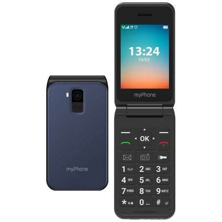 myPhone Flip | LTE | Navy Blue | 2.8 " | TFT | 48 MB | 128 MB | Bluetooth | 2.1 | USB version Type-C | Built-in camera | Main camera resolution 1.3 MP | 1000 mAh