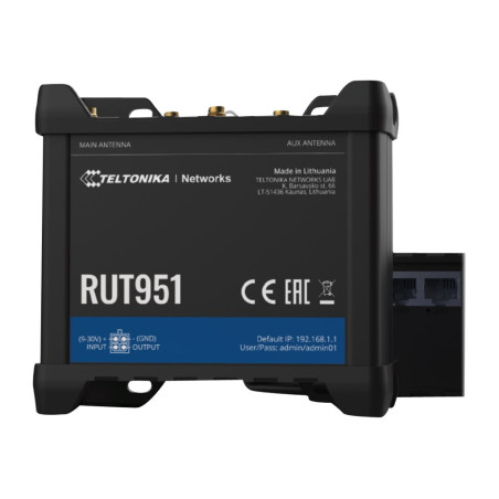 Teltonika | Industrial Cellular router | RUT951 | 802.11n | 10/100 Mbit/s | Ethernet LAN (RJ-45) ports 3 | Mesh Support No | MU-MiMO No | 2G/3G/4G | Antenna type 	2 x SMA for LTE, 2 x RP-SMA