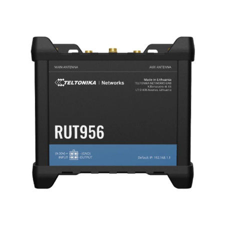 Teltonika | Industrial Router | RUT956 | 802.11n | 10/100 Mbit/s | Ethernet LAN (RJ-45) ports 4 | Mesh Support No | MU-MiMO No | 2G/3G/4G | Antenna type 	2 x SMA for LTE, 2 x RP-SMA for WiFi, 1 x SMA for GNSS | 1x USB 2.0